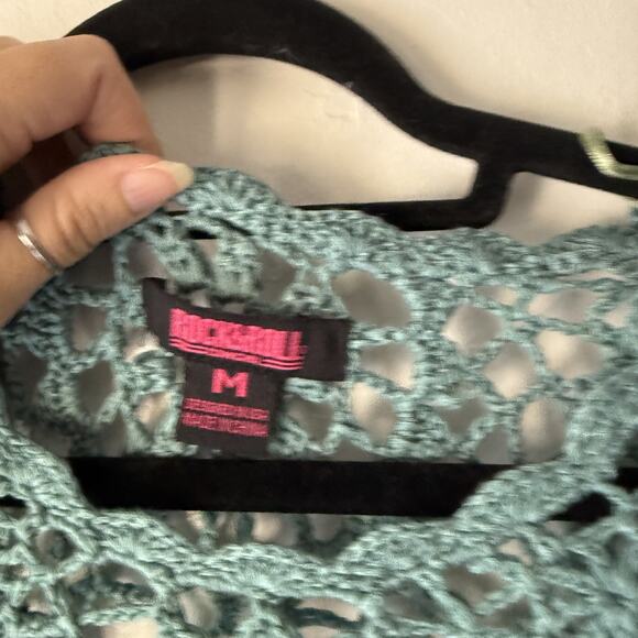 Rock & Roll Sweater Womens Medium Crochet Knit Boho Long Sleeve Festival Pullove - Picture 4 of 7